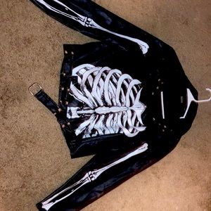 Leather Skeleton Gothic/Grunge Cropped Jacket